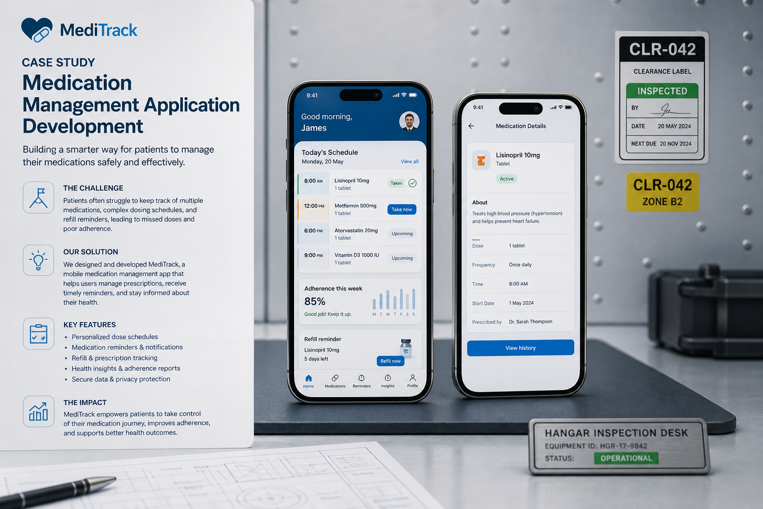 Medication reminder app with dose schedule interface cleared for deployment
